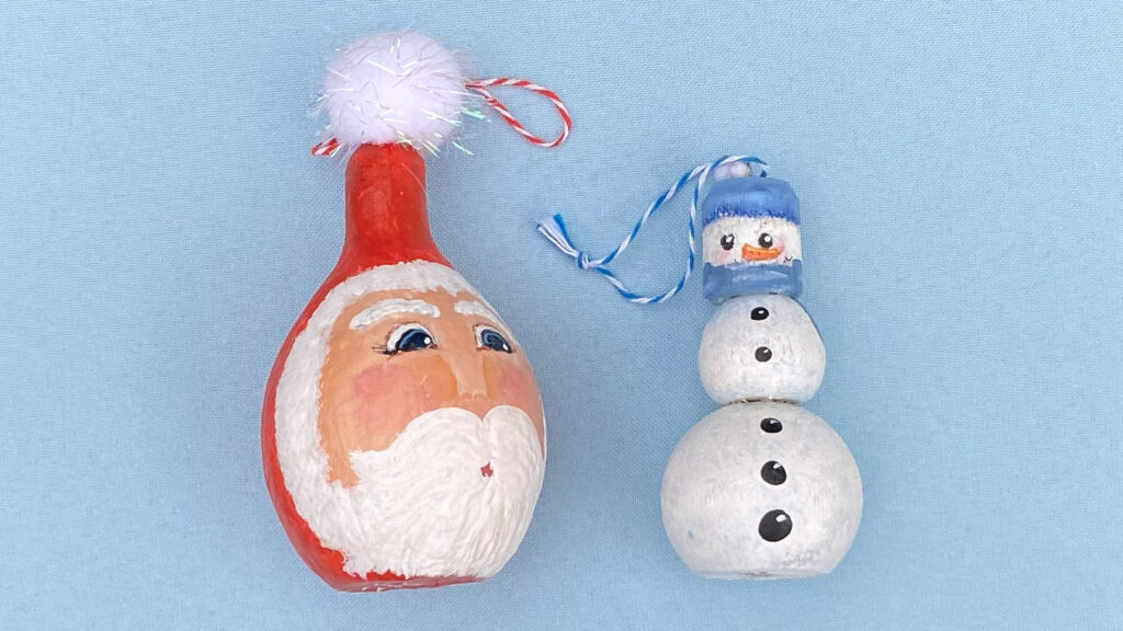 Two hand-painted snowmen.